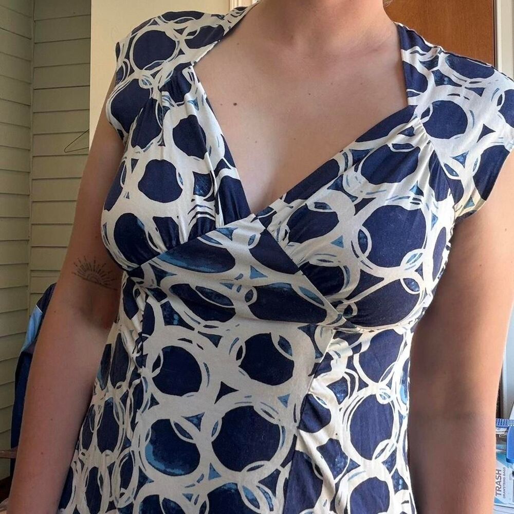 Banana-republic y2k 2000s polka dot summer mini dress silk/cotton medium - Picture 3 of 8